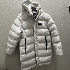 Helly Hansen Active Puffy Long Parka White Men Medium Hood Puffer